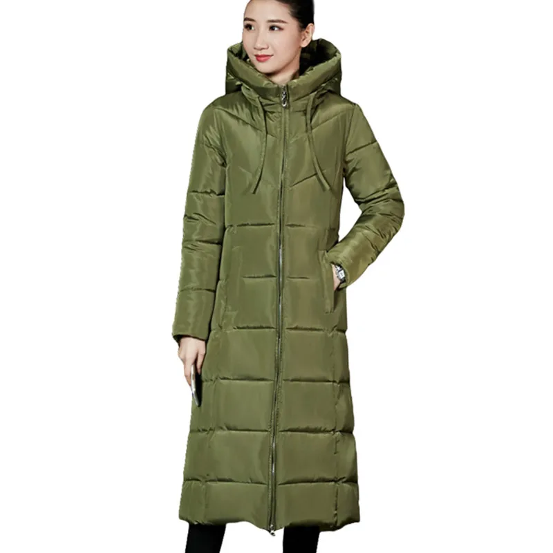 

Super Warm Thick Plus Size 6XL Women Hooded Down Parkas Long Solid Winter Jacket Women Coat Female Parka Zipper Fashion 2019 New