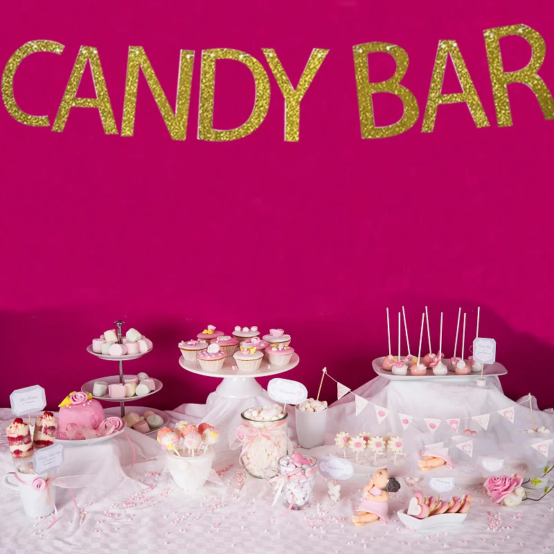 

Chicinlife 1Set Candy Bar Bunting Banner Happy Birthday Party Baby Shower Kids Wedding Sweet Table Candy Buffet Decor Supplies