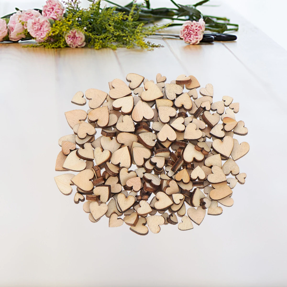 200 шт пустые древесные срезы сердца для поделок украшения