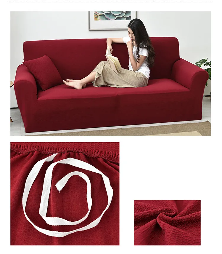 Универсальный Эластичный Мягкий водонепроницаемый чехол для дивана, чехол для дивана разной формы, Одноцветный чехол для дивана - Цвет: Red
