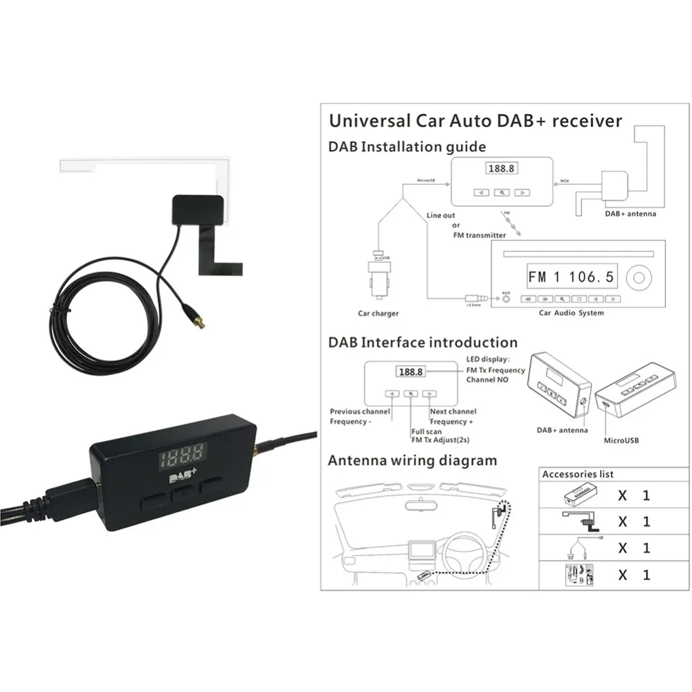 Автомобильный DAB радио цифровой радиоадаптер DAB+ коробка приемник потокового воспроизведения музыки fm-тюнер для европейского автомобиля DVD