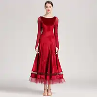 Lady Ballroom Dancing Dress Girls Warm Waltz Tango Dancing Costumes Velvet Modern Suits National Standard Dance Costume D0746
