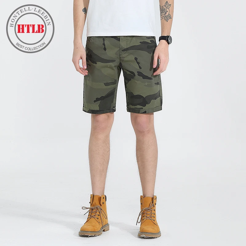 Htlb новые мужские шорты Карго летние дизайнерские камуфляжные шорты в стиле милитари Homme из чистого хлопка модные мужские шорты