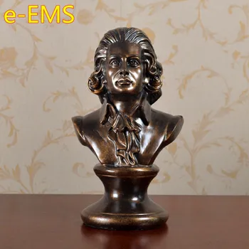 

Wolfgang Amadeus Mozart Bust Figure Statue Classical Period Resin Craftwork Continental Home Decorations Art Material L2577