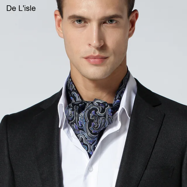 New arrival delisle double faced men silk print male cravat suit silk