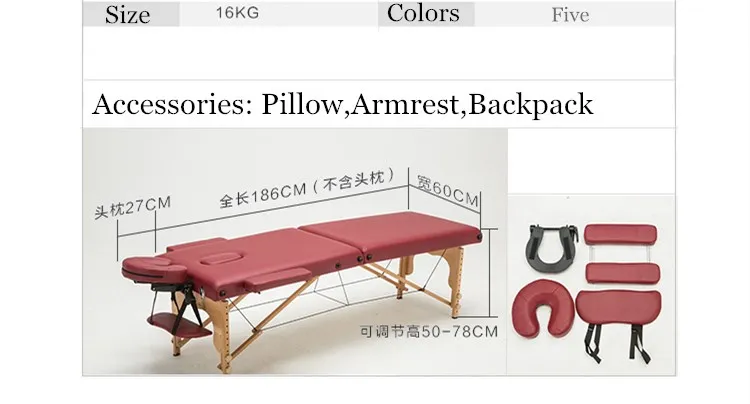  Portable Folding Massage Bed with Carring Bag Professional Adjustable SPA Therapy Tattoo Beauty Sal