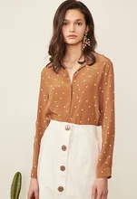 Silk Retro Caramel-Colored Buckled Blouse