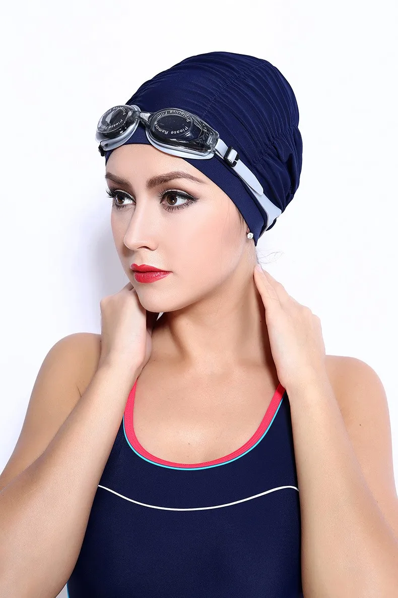 Высококачественная Спортивная ультратонкая шапочка для плавания с длинными волосами для взрослых, однотонная шапочка для плавания, одежда для бассейна, защитная шапочка для купания с ушами