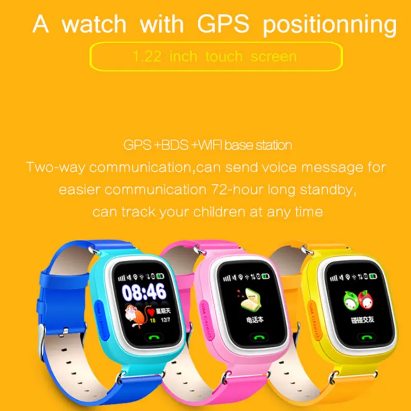 Q90 GPS Child Smart Watch Phone Position Children Watch 1.22 inch Color Touch Screen WIFI SOS Smart Baby Watch Q50 q80 q60 Watch