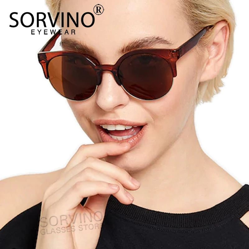 

SORVINO Oval Cat Eye Women Sunglasses 2018 Designer Tinted Mirror Leopard Cateye Sun Glasses Bling Blue Red Tortoise Shades SP87