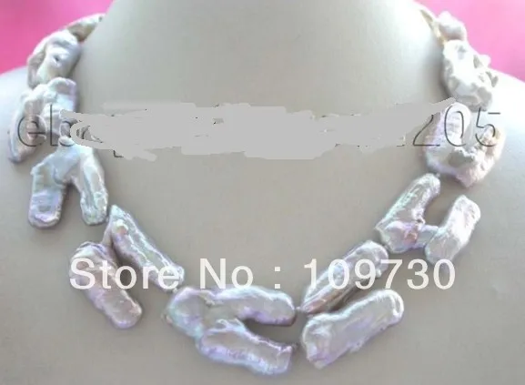 

Jewelry 001289 18" Genuine Natural 35mm Purple Reborn Keshi Pearl Necklace 14KGP