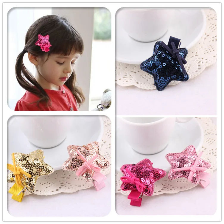 girl kids children glitter star hair clips accessories for girls hair