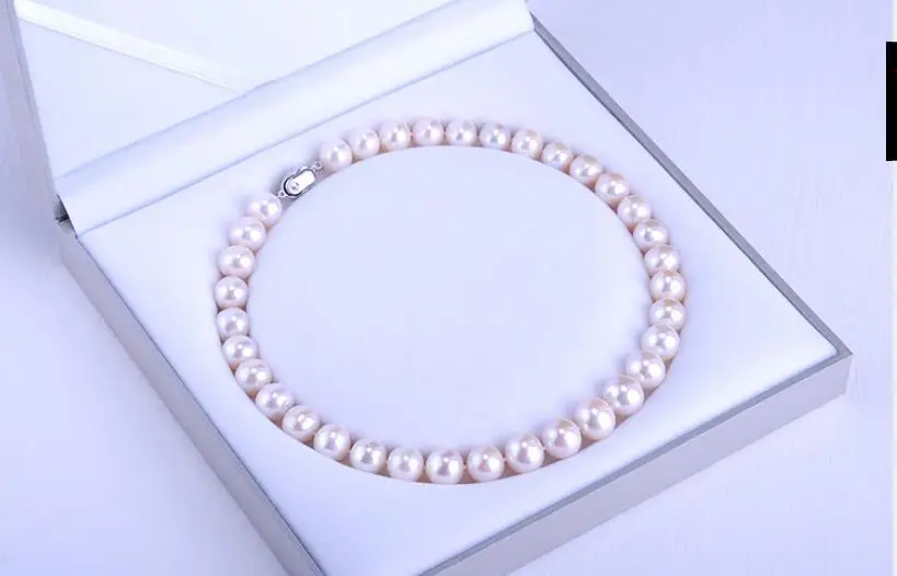 

women gift word Jewelry Silver Clasp 17INCH AAAA 10-11mm Natural south sea genuine WHITE round pearl necklace