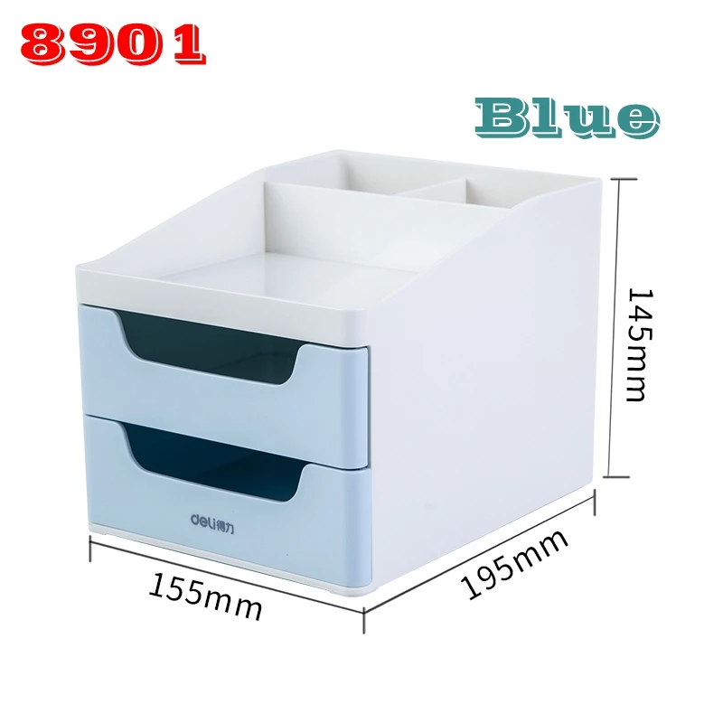 Deli 8900/8901 Desk organizer set Double drwaer storage box Multi-storey desktop office stationery collection box