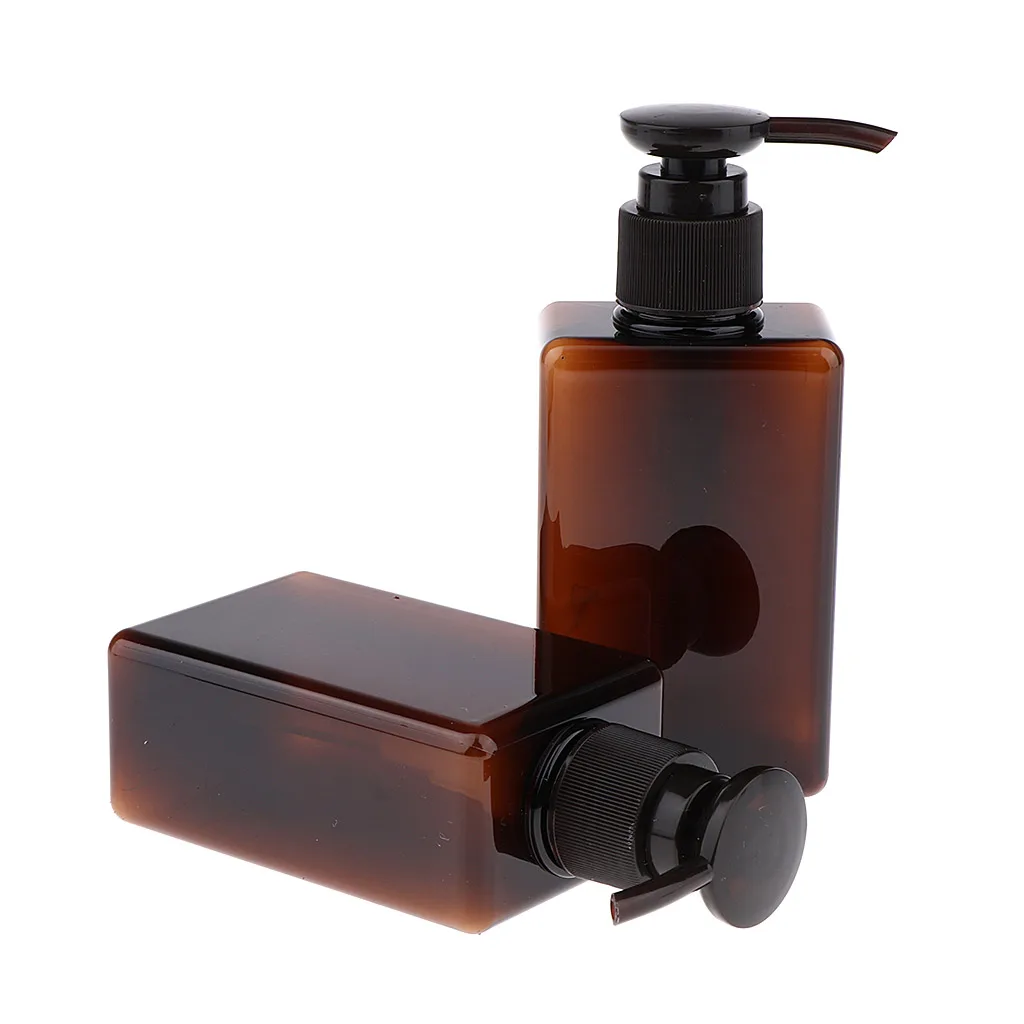 2pcs 150mL Refillable Empty Durable Plastic Shampoo & Conditioner Pump Bottles Container Tools Set (5 ounce)