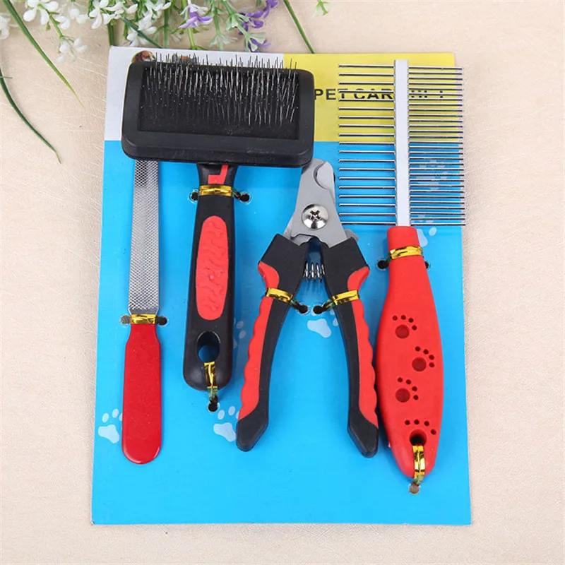 

4pcs/set pet supplies nail scissors beauty set dog nail clipper comb