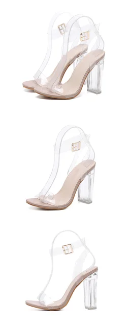 Eilyken 2018 PVC Jelly Sandals Crystal Leopard Open Toed High Heels Women Transparent Heel Sandals Slippers Discount Pumps 11CM -