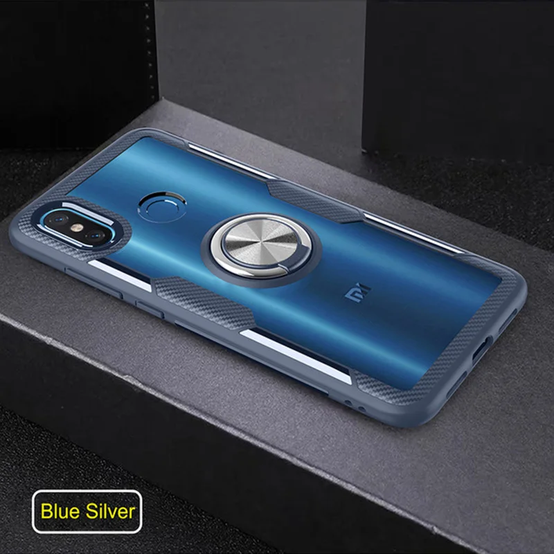 For Xiaomi MI 8 MI8 SE Mi8 Lite Transparent TPU Ring Holder Case For Xiaomi Mi 9 Mi9 SE Magnet Car Holder Cover Cases - Цвет: Navy