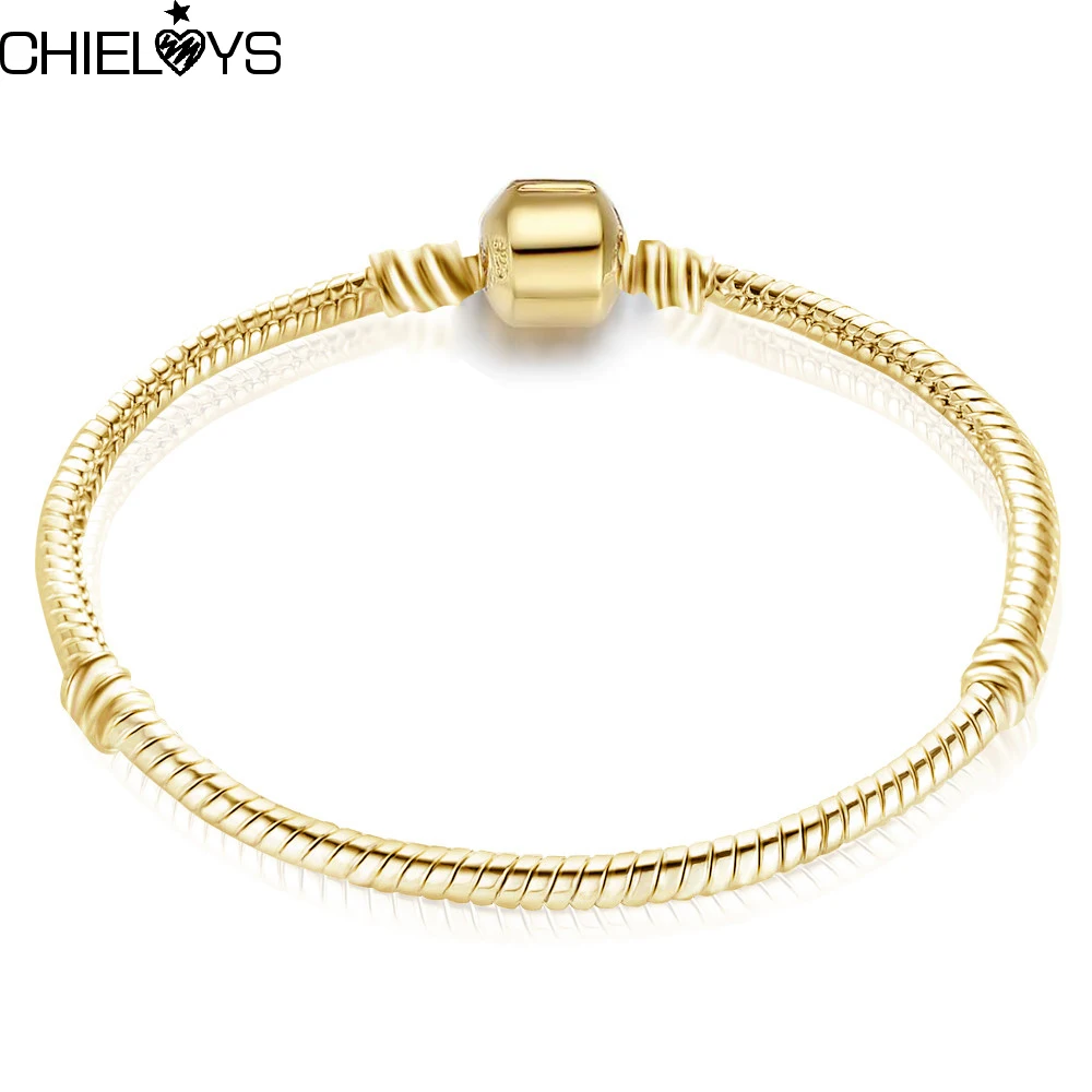 CHIELOYS Gold Color DIY Base Chain Charm Bracelet For Women Snake Chain