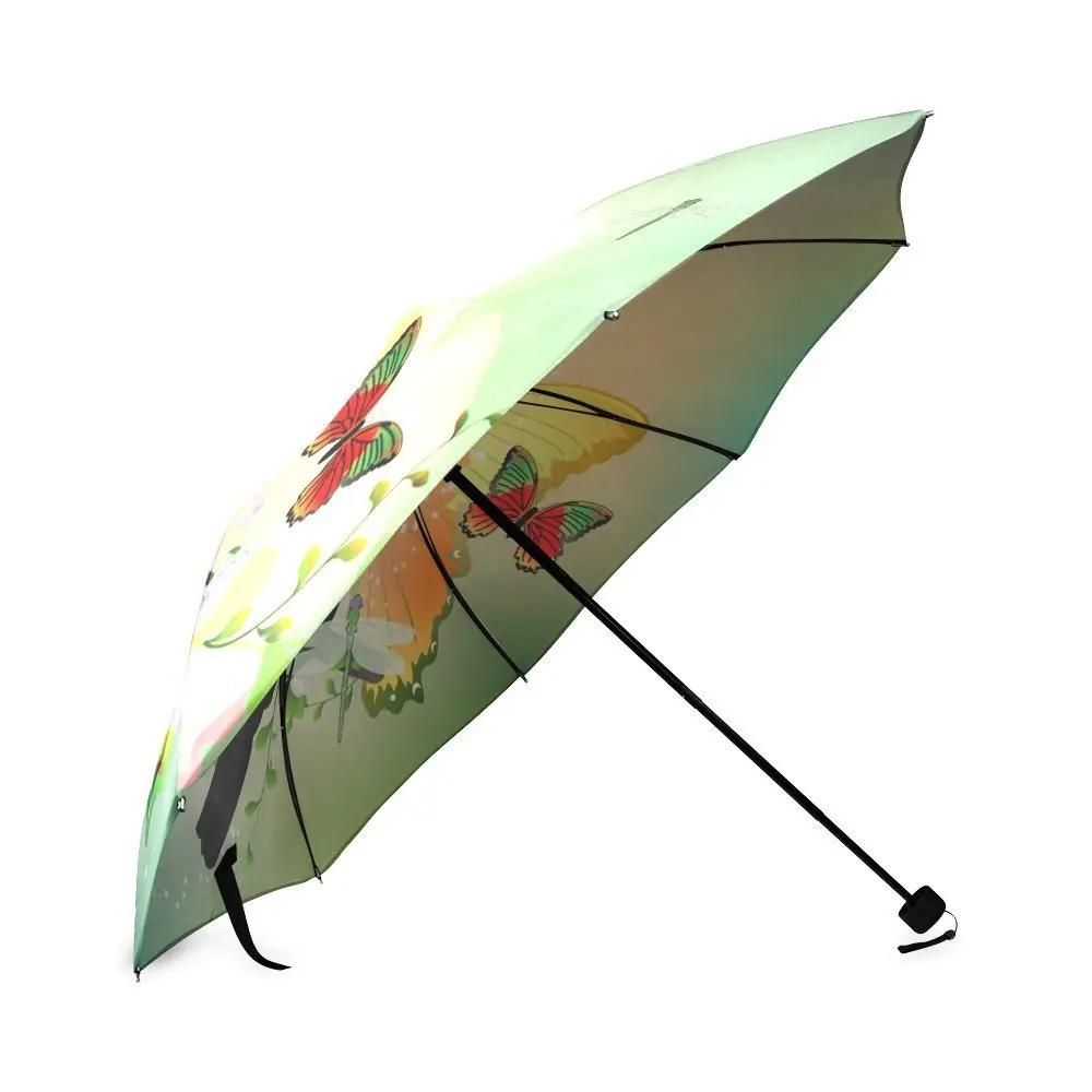 

Toucan With Flowers Custom Printing Foldable Sun Rain Folding Umbrella 100% Fabric Aluminium High-Quality Foldable Umbrella