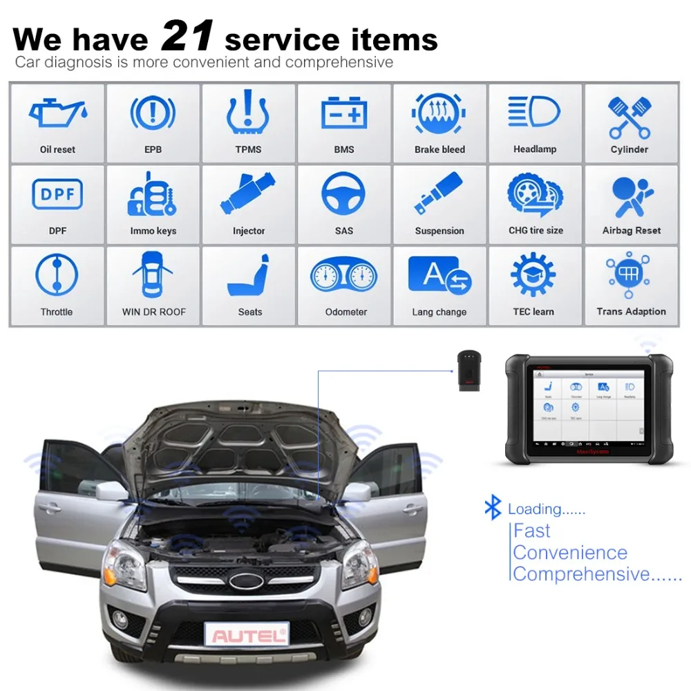 Autel MaxiSys MS906BT OBD2 сканер автомобильный диагностический инструмент ключевой