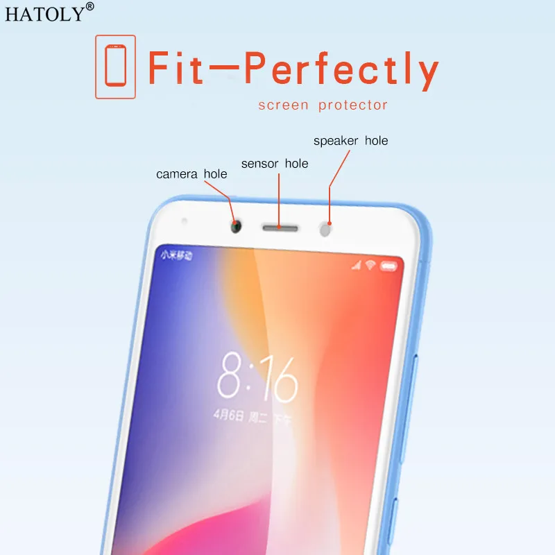 Закаленное стекло для Xiaomi Redmi 6A Защитное экрана полное покрытие стеклянная