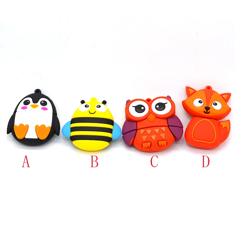 16GB Pendrive Cartoon Cute Penguin Owl Fox USB Drive Flash Memory Stick Gift 