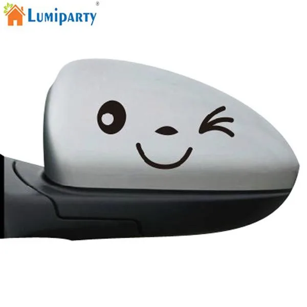 

Adeeing Funny Smiling Face Reflective Decals Car Stickers Rearview Mirror Car Head Styling Sticker Long life service
