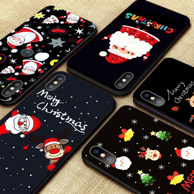 Рождественский чехол IIOZO для телефона iPhone 7 8 Plus 6 6S X XS XR Max новогодний мультяшный