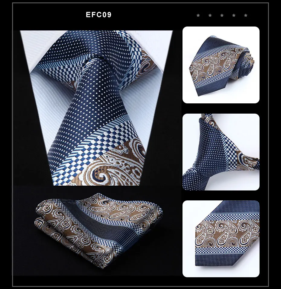 Hisdern Набор платков и галстуков, классический цветочный подарок для мужчин, тканый Шелковый мужской галстук для свадебной вечеринки, квадратный красный, золотистый, зеленый, EFC