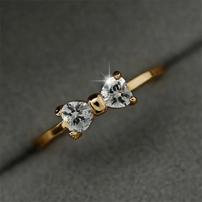 

New Fashion Rings For Women 2018 Rose Gold Ring For Women Engagement Crystal Rings For Female Bow Tie Ring Gifts For Women Gifts