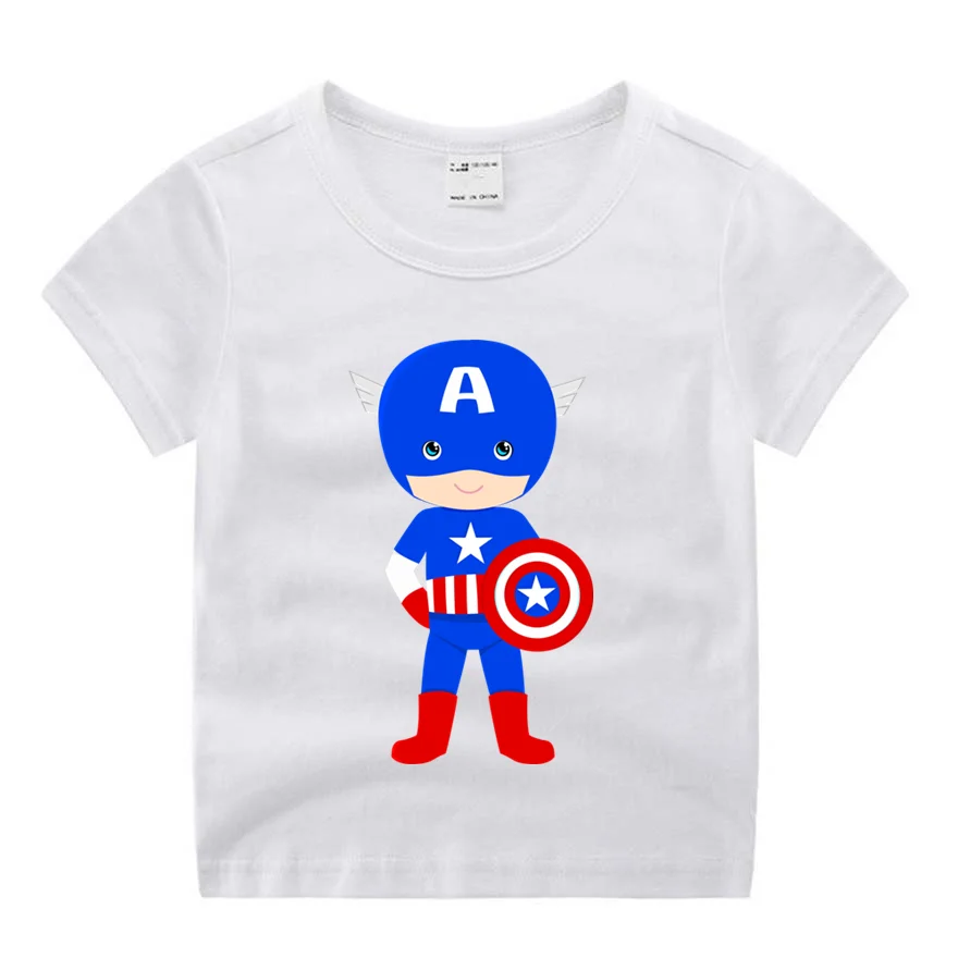 Забавная футболка с принтом «мстители», «Капитан Америка», «Щит» для маленьких мальчиков и девочек, детские летние топы с круглым вырезом, маленькие футболки - Цвет: P668-3