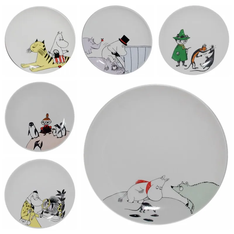 Moomin Prato Para Bolo обеденные тарелки Assiette тарелка для торта Supla Vajillas Ceramica Servis Tabaklari Servis Tabagi тарелки с рисунками - Цвет: whole set