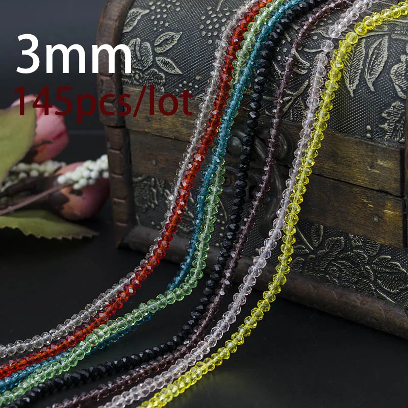 

5A qaulity !!!3MM 145 piece/lot Bicone crystal beads Cut Faceted Round Glass Beads