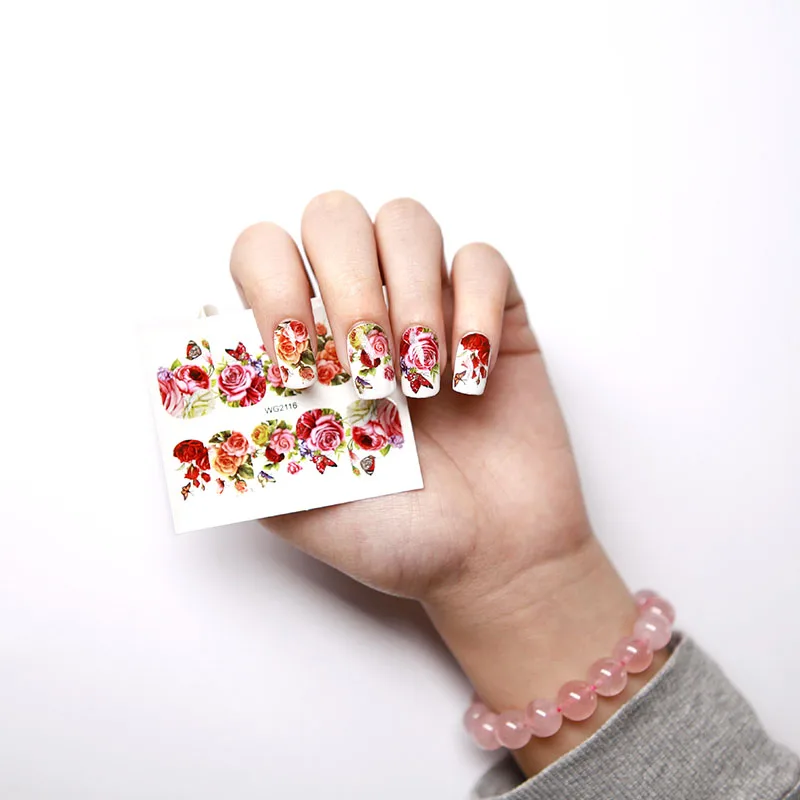 

Belle Fille Nail sticker Water DIY Manicure Slider Decorations Decals 3D Nail Art Tips Flowers