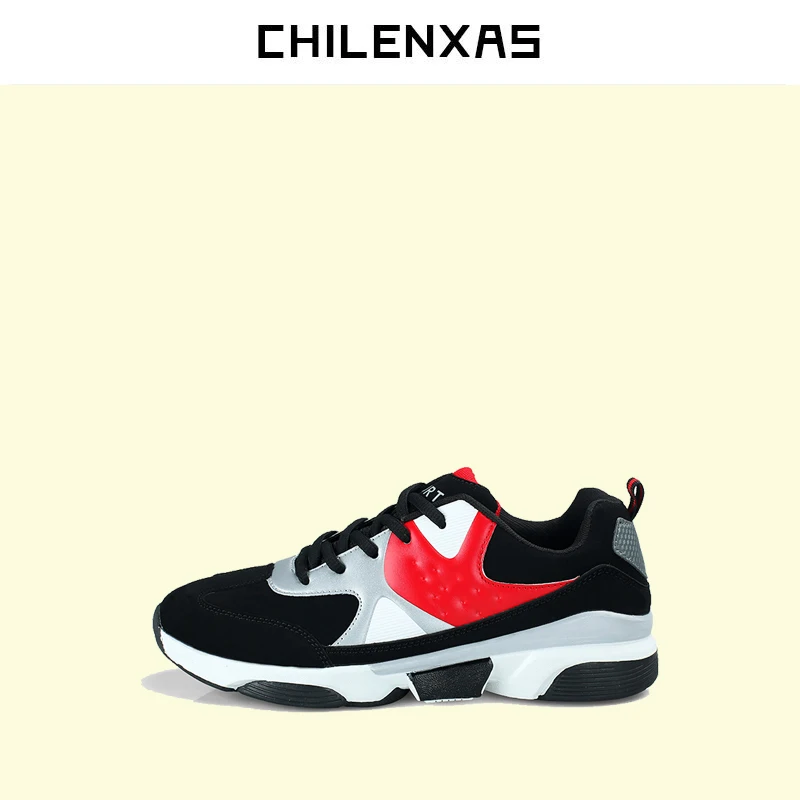 

CHILENXAS 2017 Spring Autumn New Fashion Leather Shoes Men Casual Breathable Lace-up Mixed Colors Height Increasing Waterproof