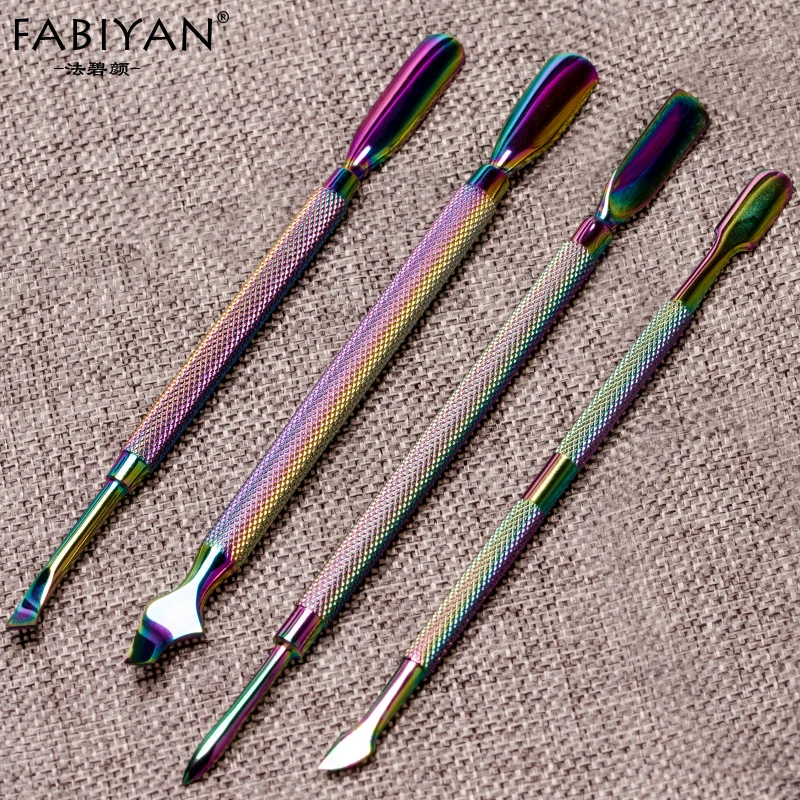 

Stainless Steel Dual-ended Chameleon Rainbow Cuticle Pusher Finger Remover Dead Skin Tips Manicure Nail Art Care Tools Pedicure