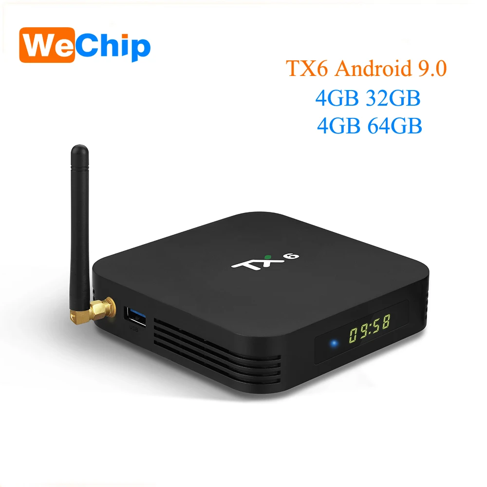 Wechip TX6 Allwinner H6 Android 9,0 ТВ приставка 4G 64G четырехъядерный двойной wifi Bluetooth 4,1 4K H.265 HDR 3D Youtube Отт медиаплеер