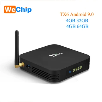 

Wechip TX6 Allwinner H6 Android 9.0 TV box 4G 64G Quad core Dual WIFI Bluetooth 4.1 4K H.265 HDR 3D Youtube Ott Media Player