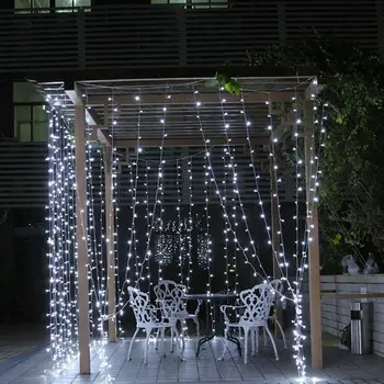 

LED Curtain Icicle Lights with 8 Modes Curtain String Fairy Wedding Led Lights backyard decor party waterproof