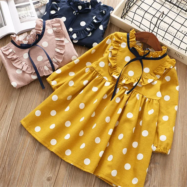 US $10.22 0-6 years girl dress 2019 spring cartoon casual full sleeves Dot kid children girls clothing prince