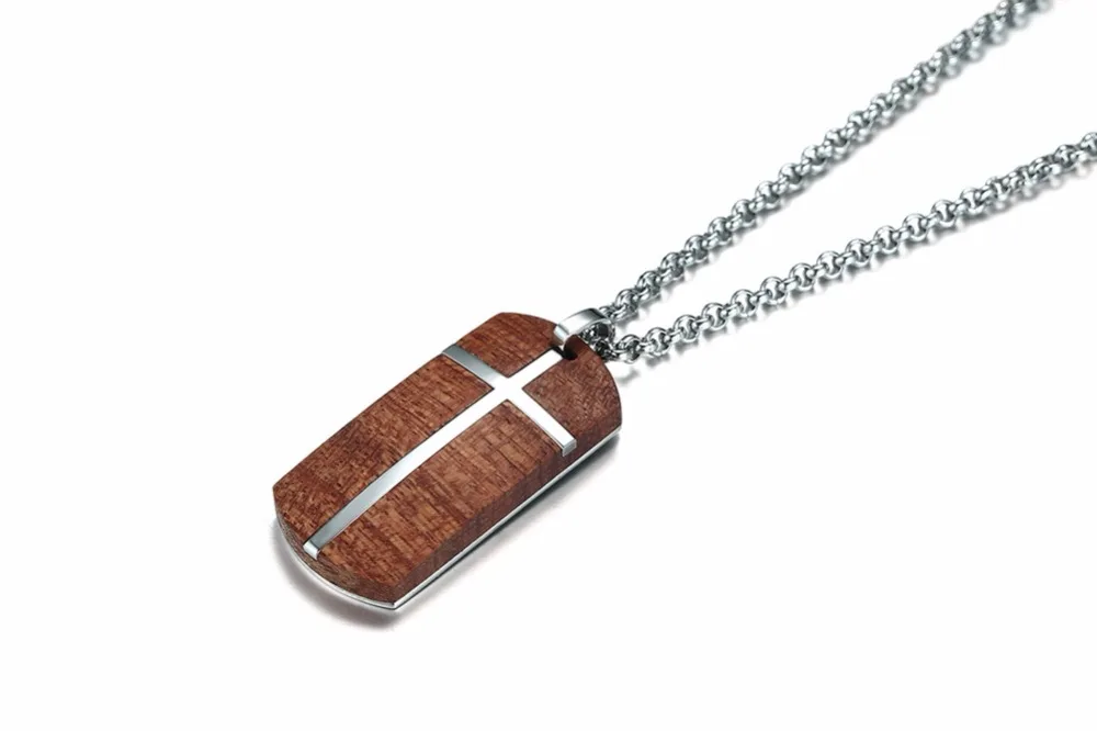Unique Mens Necklaces Hand Crafted Rosewood Cross Inlay Pendant Necklace Men Wood Jewelry with Stainless Steel 24_ Chain collares collier colar kolye collane 15