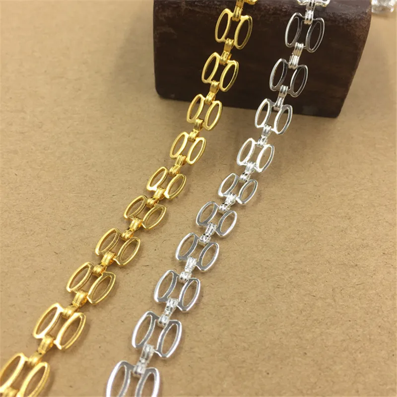 7mm 9mm Fashion Silver Gold Plated Copper Chain Handmade Long Link Chain For Jewelry Making cy2124