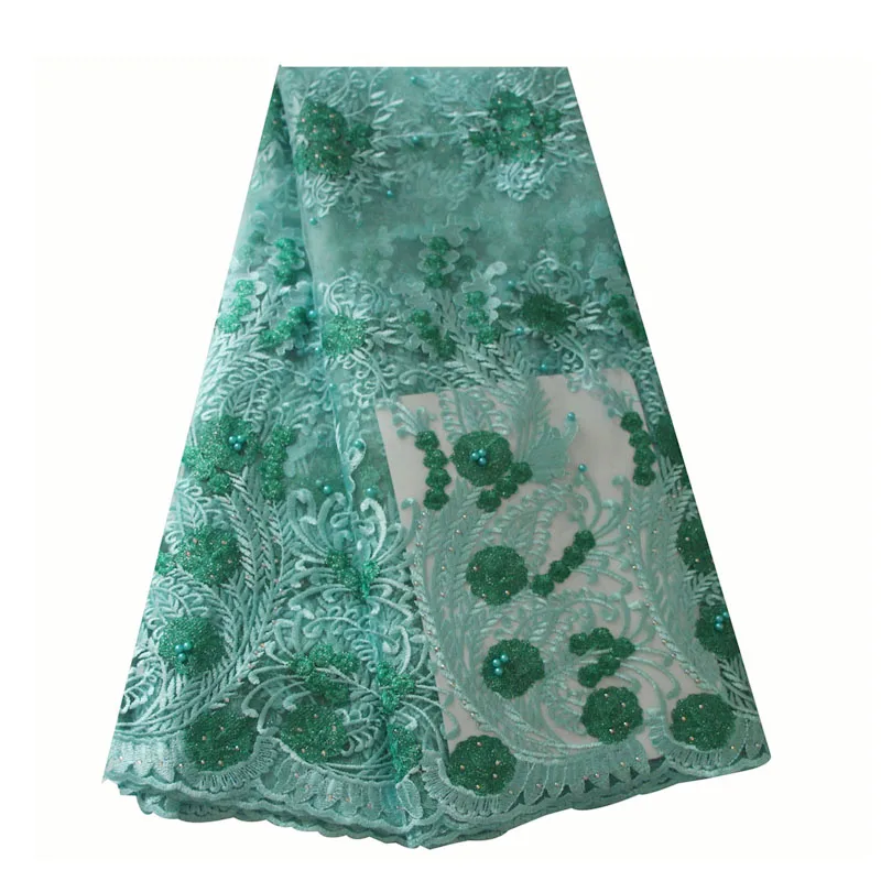 

Ourwin African Lace Fabric 2018 High Quality Lace Beaded Nigerian Lace Fabrics for Wedding Party Embroidered Tulle Lace Fabric