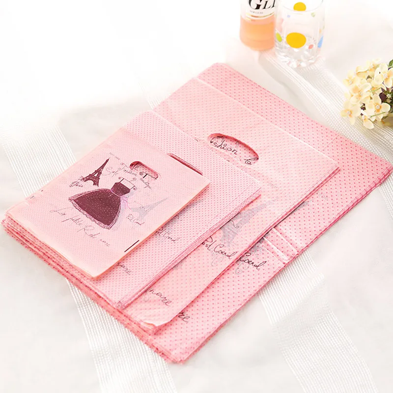 Wholesale 50pcs Dress Print Pink Plastic Bag 25x35cm Big