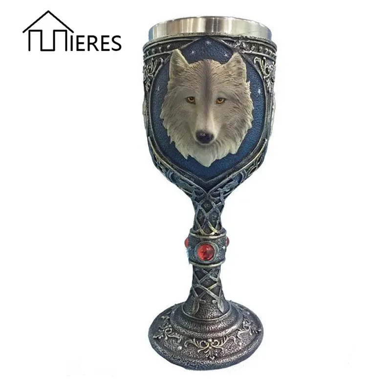 

Mieres Stainless Steel Goblet Wolf Head Cup Coffee Cup Water Cup 3D Stereo Wolf Head Glass Practical Glass