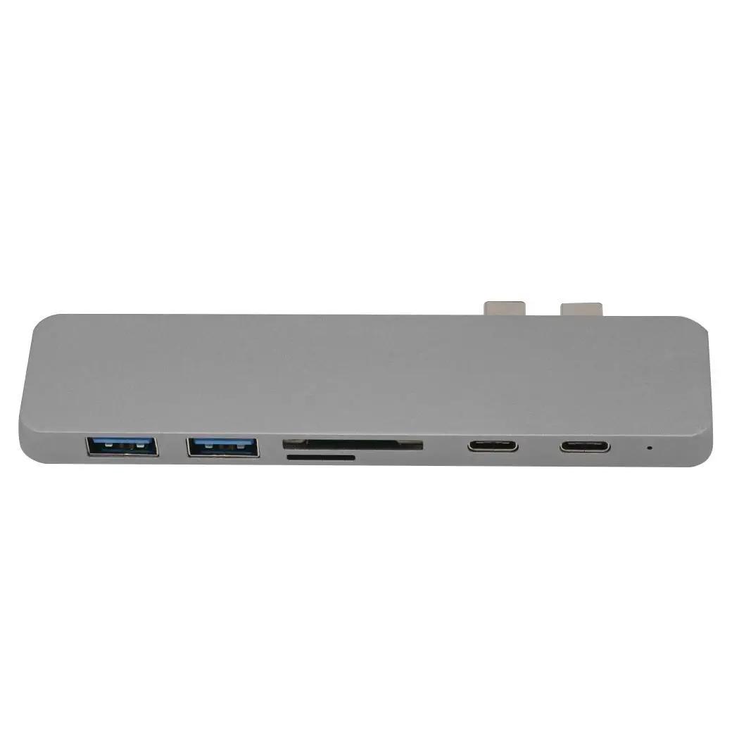 

7 in 1 Hub Dual Type-C Multiport Card Plug and play, no driver required. Reader Adapter 4K Converter