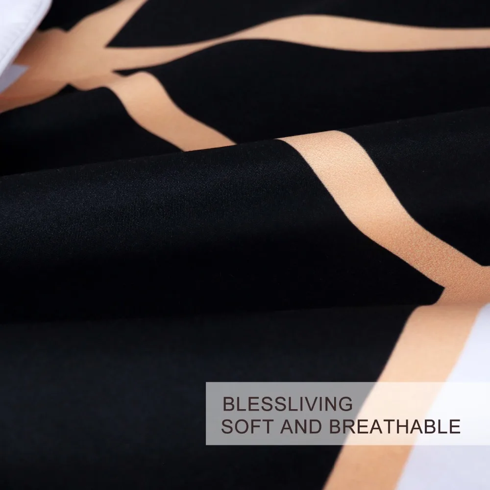 BlessLiving هندسية الفراش مجموعة أسود أبيض غطاء لحاف مجموعة الرخام طباعة كتل مكعب السرير غطاء المألوف المفارش الملكة