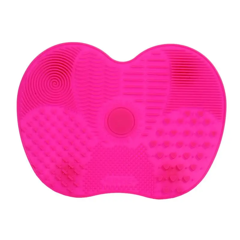 Silicone Makeup Brush Cleaner Cleaning Mat Hand Tool Cosmetic Scrubber Board Beauty Cleaning Tools for woman - Handle Color: Hot Pink