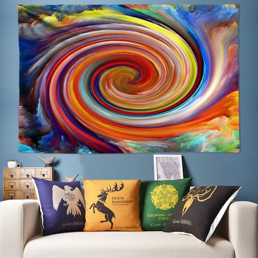 

Abstract Galaxy Tapestry Hippie Wall Hanging Rainbow Whirlwind Galaxy Space Wall Tapestry UFO Decorative Tapestries Beach Towel